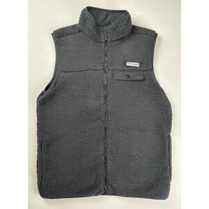 Columbia PFG Sherpa Fleece Vest Men's Small Gray Zip Up Fishing Outdoor FM1047